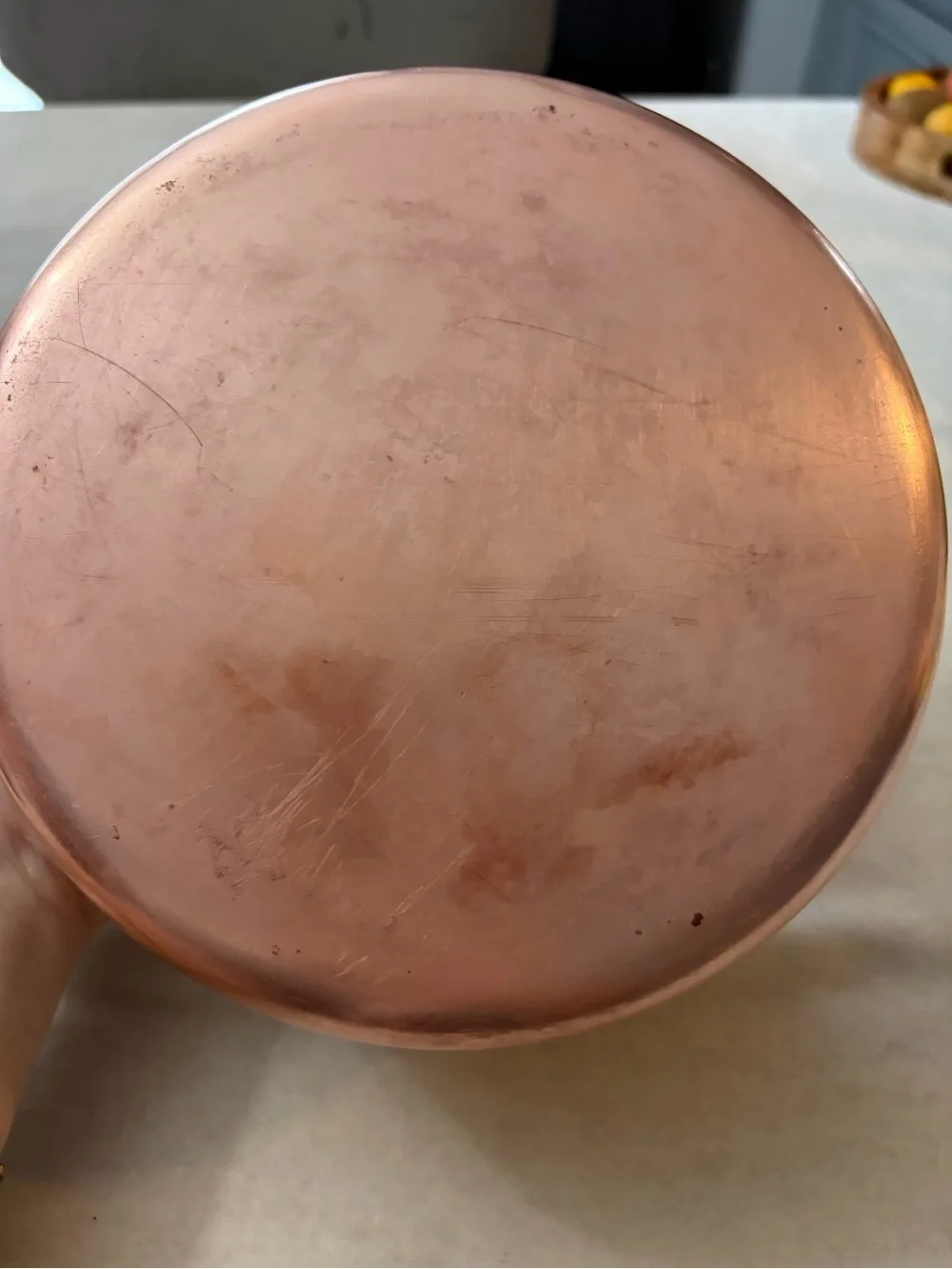 Hammered Copper Saucepan with Long Handle - Copper Finish